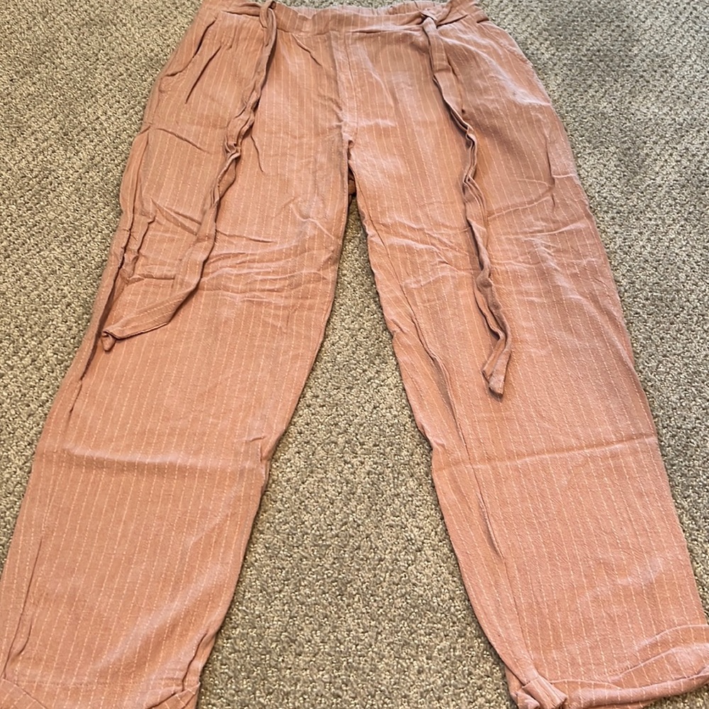 Blush colored linen pants